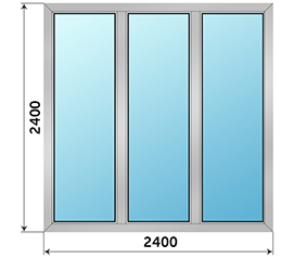 Трехстворчатое окно ALUTECH 2400x2400