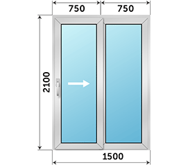 Полуторная дверь остекленная СИАЛ 1500x2100