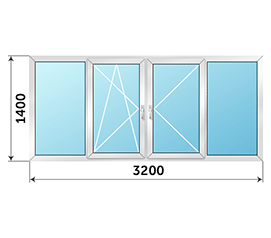 Балконное окно ALUTECH 3200x1400