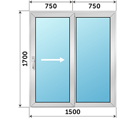 Полуторная дверь остекленная ALUTECH 1500x1700