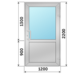 Одностворчатая дверь со стеклом ALUTECH 1200x2200