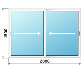 Двухстворчатое окно ALUTECH 2000x1500