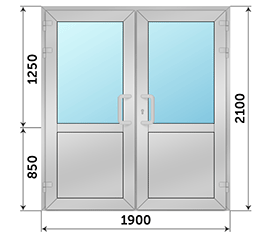 Двухстворчатая дверь со стеклом ALUTECH 1900x2100