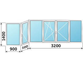 Окно на балкон ALUTECH 4600x1400