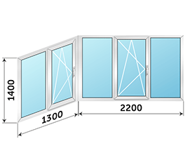 Балконное окно ALUTECH 3500x1400