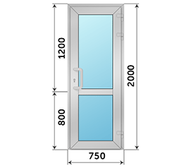 Одностворчатая дверь остекленная ALUTECH 750x2000