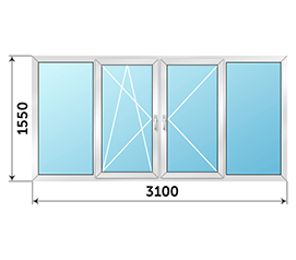 Окно на балкон ALUTECH 3100x1550